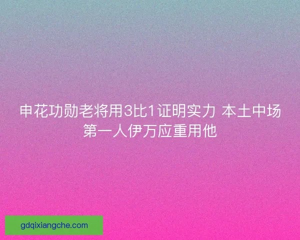 申花功勋老将用3比1证明实力 本土中场第一人伊万应重用他